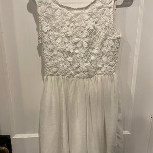 Papaya medium white floral knee length dress